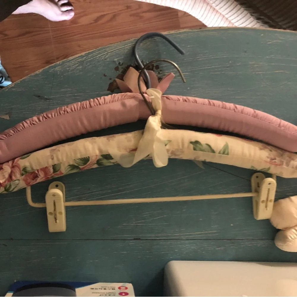 Padded Fabric Clothing Hangers in Pink and Floral - Soft Protective Hangers